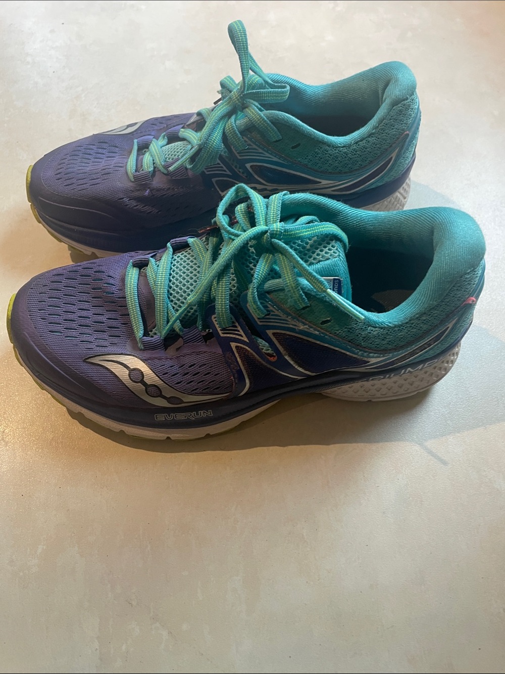 Saucony Running Shoes Womens Sz 6.5 Blue/Purple ISO Everun Triumph